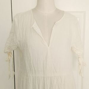 Madewell Tie-Sleeve Tiered Midi Dress in Swiss Dot